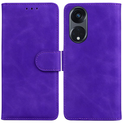 For Oppo Reno8 T 5G / A1 Pro 5G Stand Wallet Cover Solid Color PU Leather Phone Case