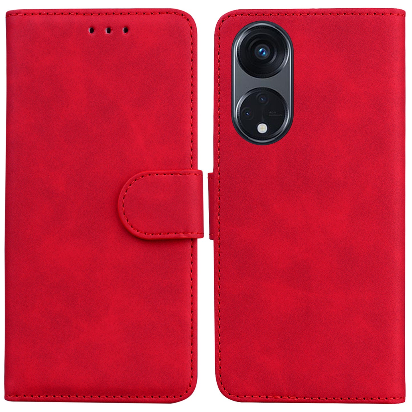 For Oppo Reno8 T 5G / A1 Pro 5G Stand Wallet Cover Solid Color PU Leather Phone Case