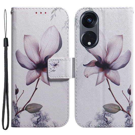 For Oppo Reno8 T 5G / A1 Pro 5G Phone Leather Case Stand Wallet Pattern Printing Phone Cover with Wrist Strap