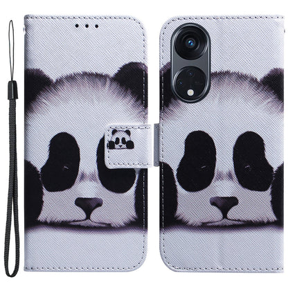 For Oppo Reno8 T 5G / A1 Pro 5G Phone Leather Case Stand Wallet Pattern Printing Phone Cover with Wrist Strap