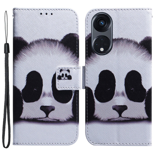 For Oppo Reno8 T 5G / A1 Pro 5G Phone Leather Case Stand Wallet Pattern Printing Phone Cover with Wrist Strap