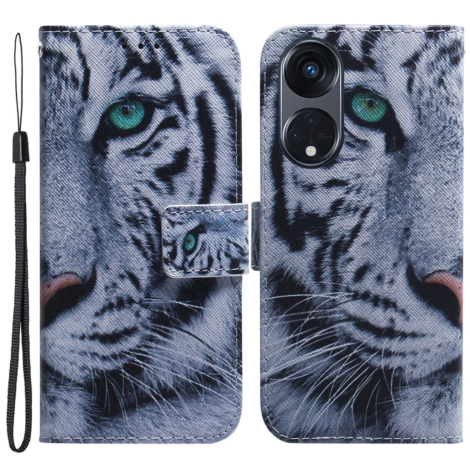 For Oppo Reno8 T 5G / A1 Pro 5G Phone Leather Case Stand Wallet Pattern Printing Phone Cover with Wrist Strap