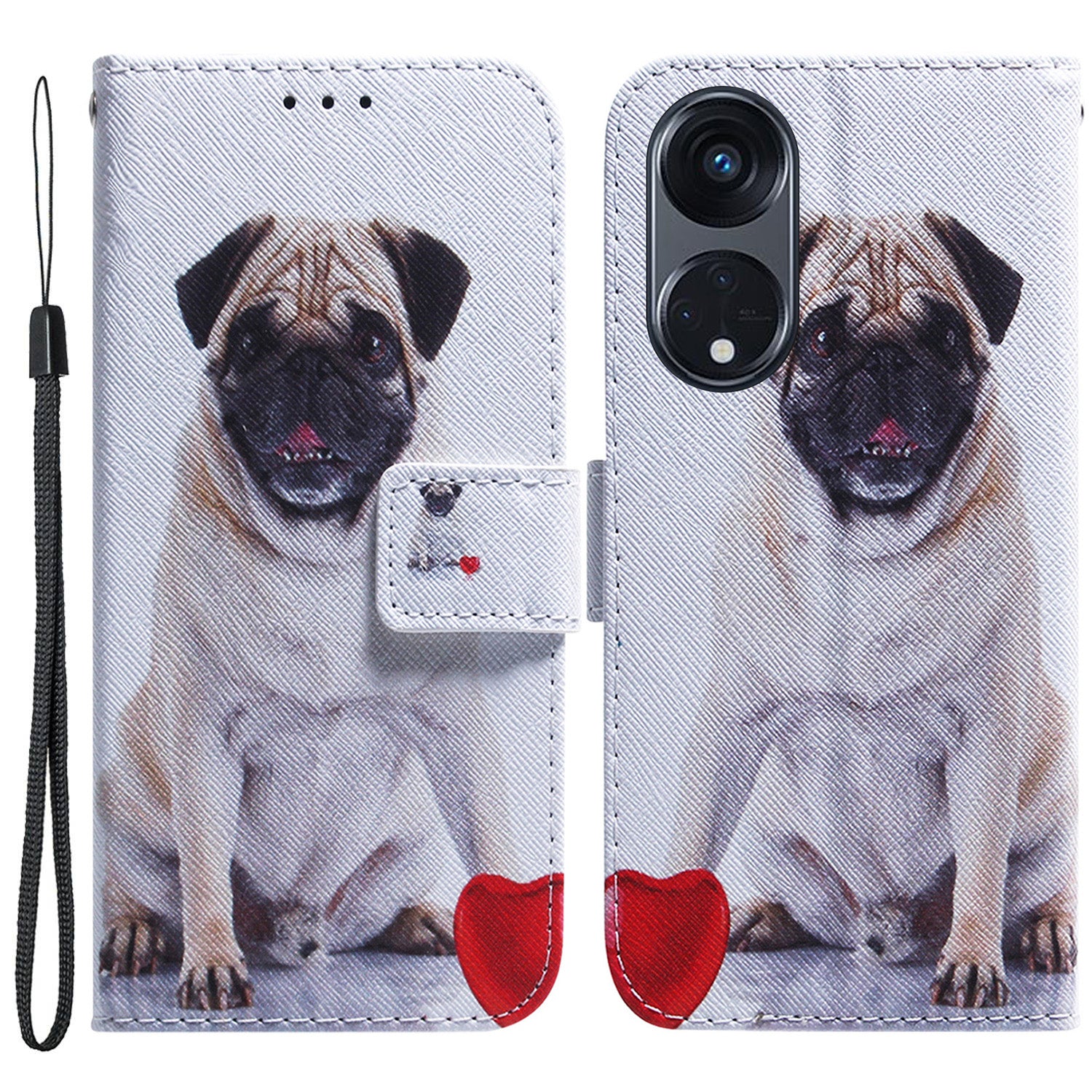 For Oppo Reno8 T 5G / A1 Pro 5G Phone Leather Case Stand Wallet Pattern Printing Phone Cover with Wrist Strap