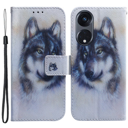 For Oppo Reno8 T 5G / A1 Pro 5G Phone Leather Case Stand Wallet Pattern Printing Phone Cover with Wrist Strap