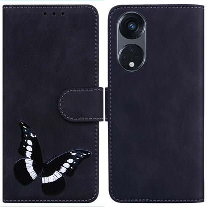 For Oppo Reno8 T 5G / A1 Pro 5G Butterfly Printing Phone Cover PU Leather Stand Wallet Case