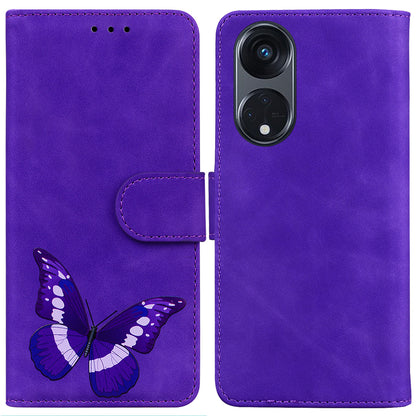 For Oppo Reno8 T 5G / A1 Pro 5G Butterfly Printing Phone Cover PU Leather Stand Wallet Case