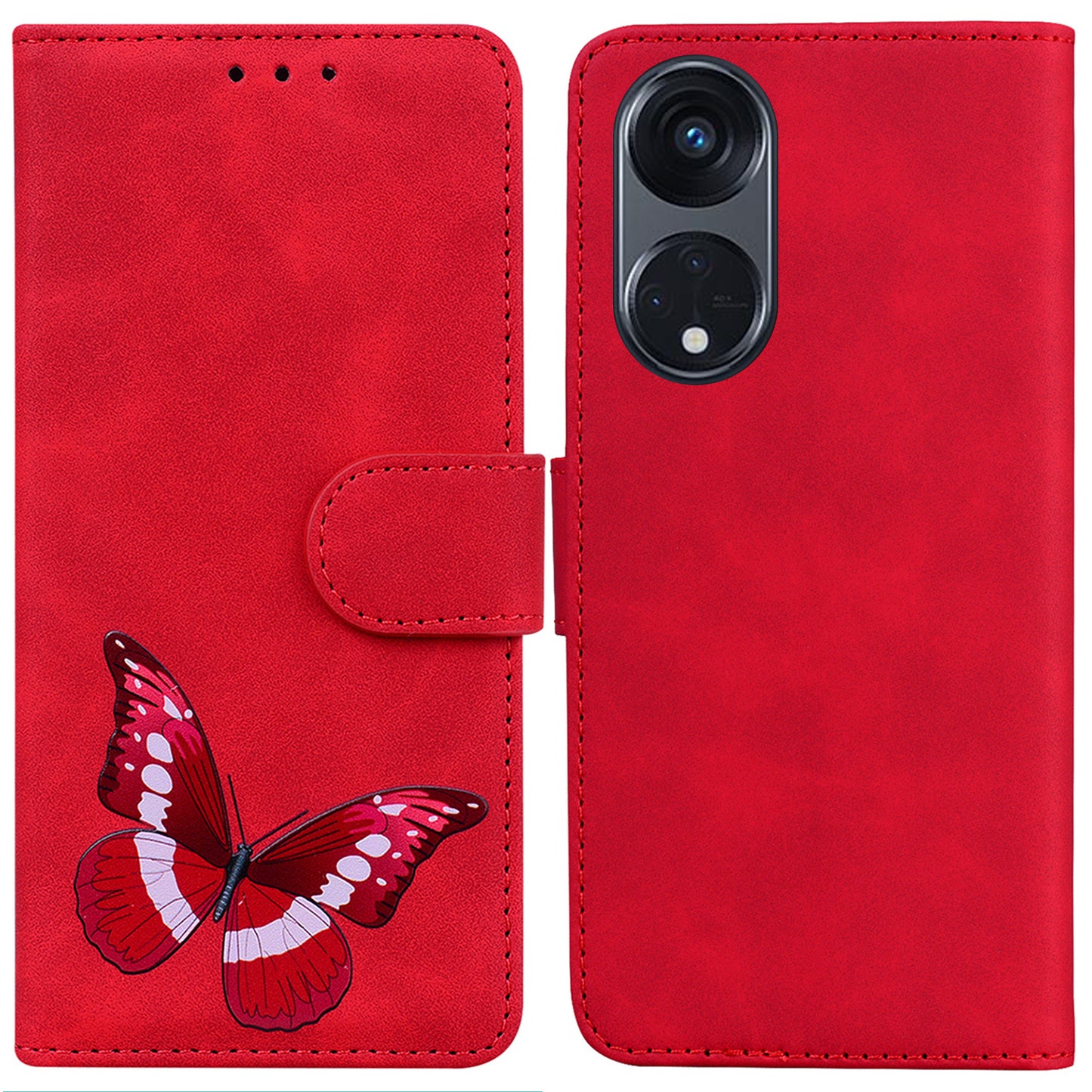 For Oppo Reno8 T 5G / A1 Pro 5G Butterfly Printing Phone Cover PU Leather Stand Wallet Case