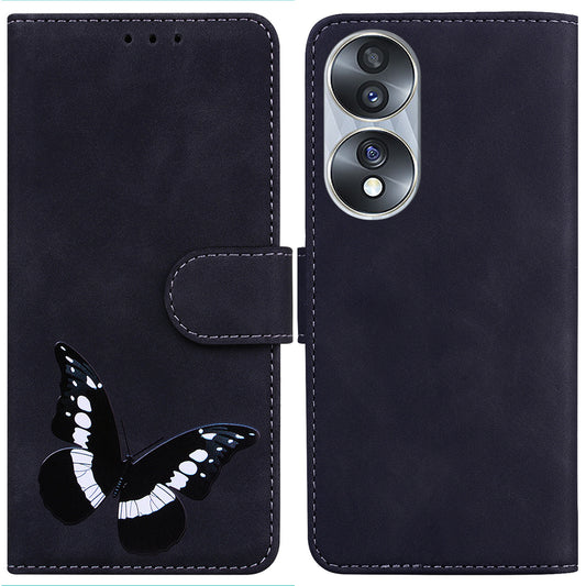 For Honor 70 5G PU Leather Wallet Phone Case Butterfly Pattern TPU Interior Stand Cover