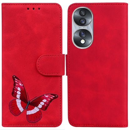 For Honor 70 5G PU Leather Wallet Phone Case Butterfly Pattern TPU Interior Stand Cover