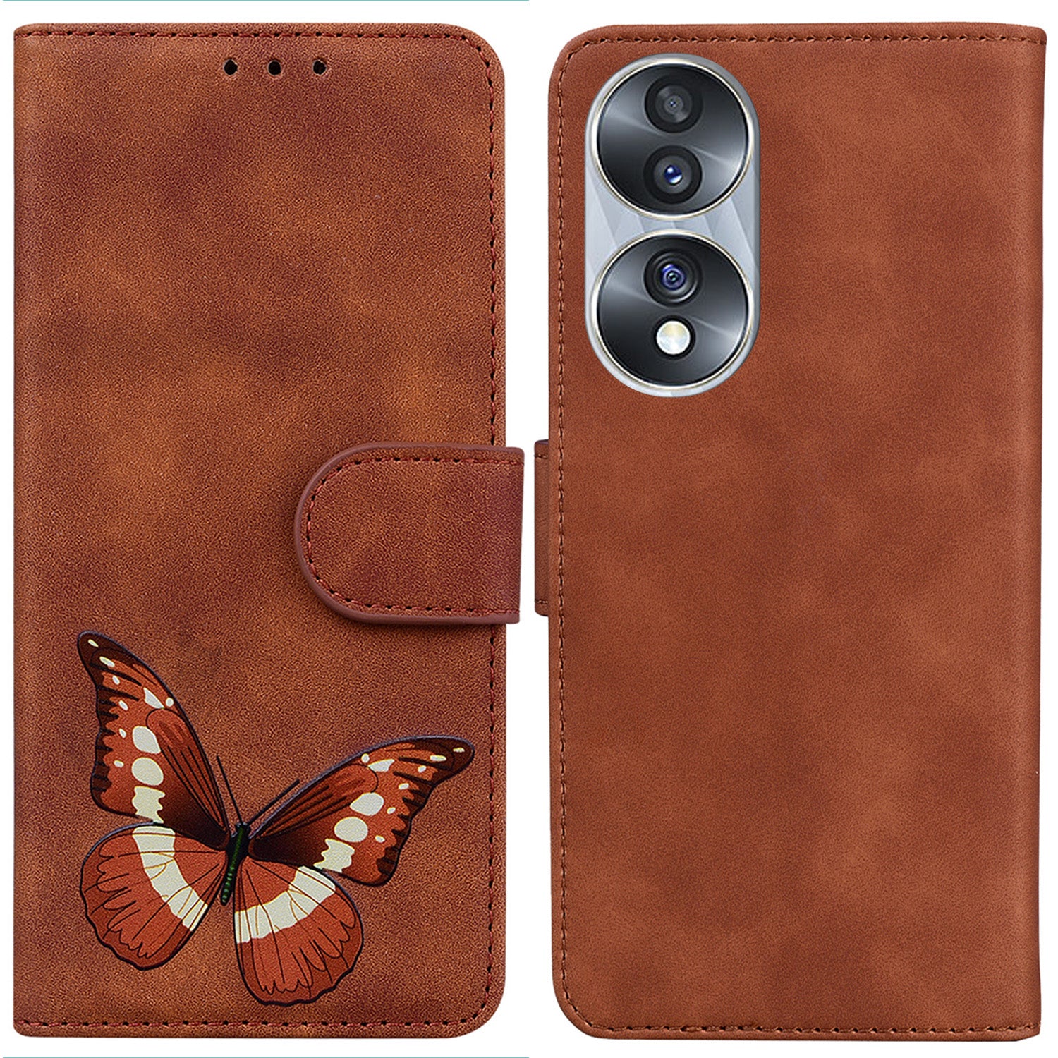 For Honor 70 5G PU Leather Wallet Phone Case Butterfly Pattern TPU Interior Stand Cover