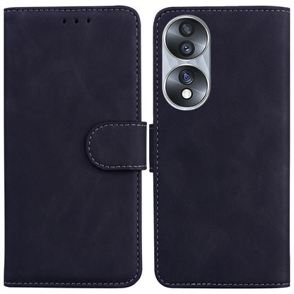 For Honor 70 5G PU Leather Flip Phone Case Solid Color Folio Book Stand Wallet Cover