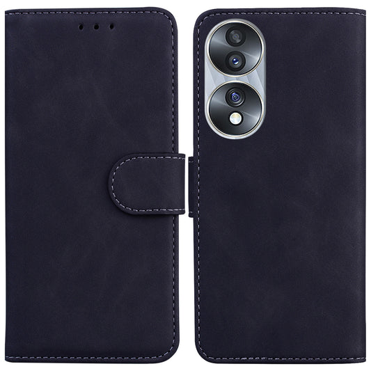 For Honor 70 5G PU Leather Flip Phone Case Solid Color Folio Book Stand Wallet Cover