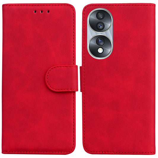 For Honor 70 5G PU Leather Flip Phone Case Solid Color Folio Book Stand Wallet Cover