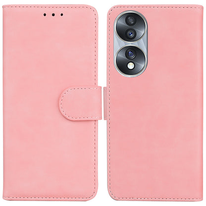 For Honor 70 5G PU Leather Flip Phone Case Solid Color Folio Book Stand Wallet Cover