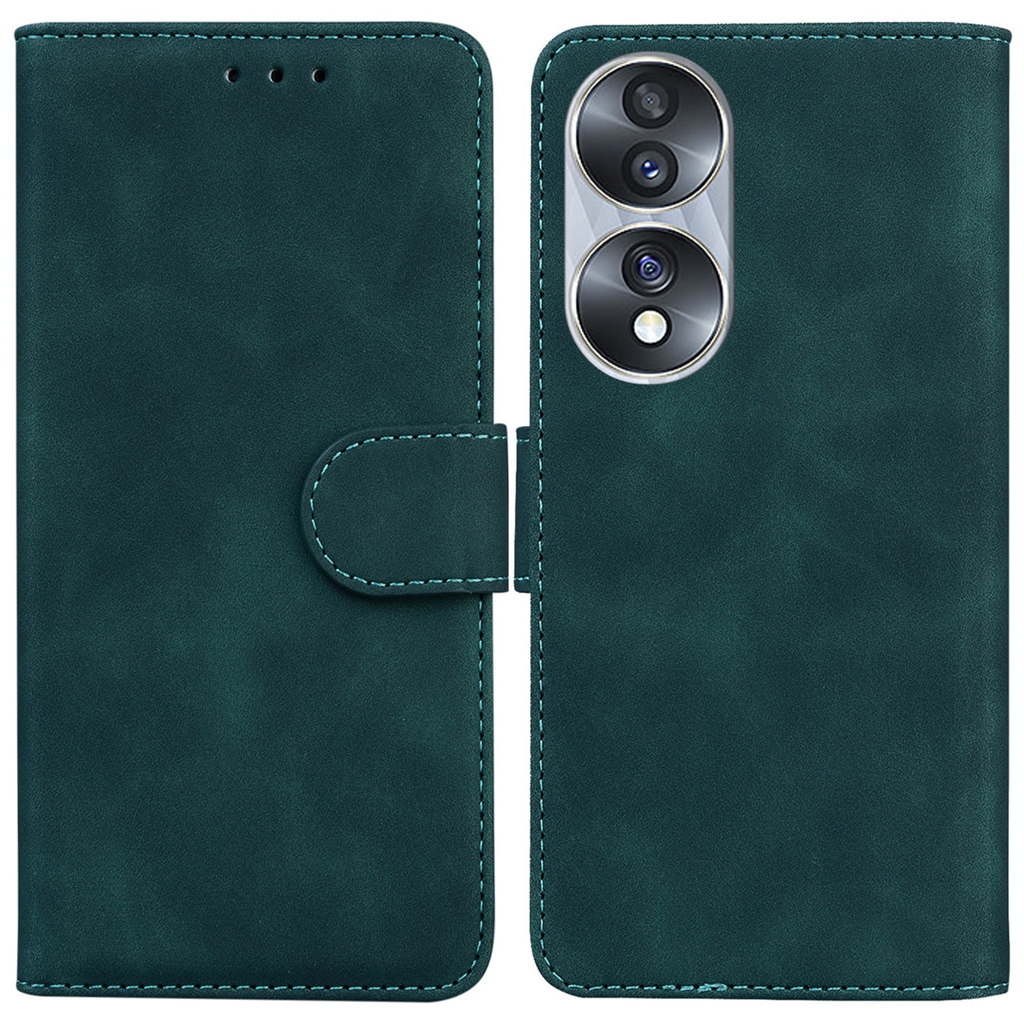 For Honor 70 5G PU Leather Flip Phone Case Solid Color Folio Book Stand Wallet Cover