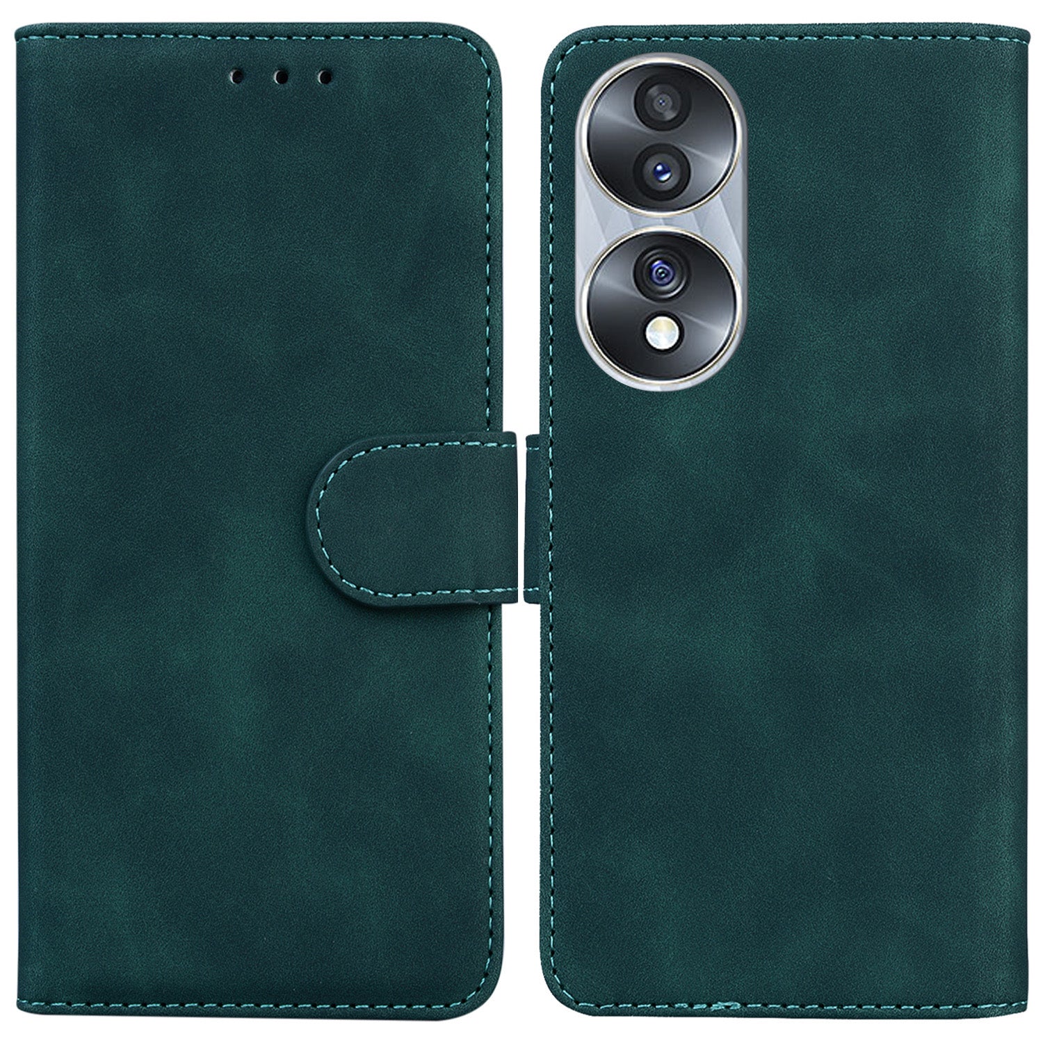 For Honor 70 5G PU Leather Flip Phone Case Solid Color Folio Book Stand Wallet Cover