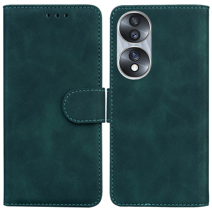 For Honor 70 5G PU Leather Flip Phone Case Solid Color Folio Book Stand Wallet Cover