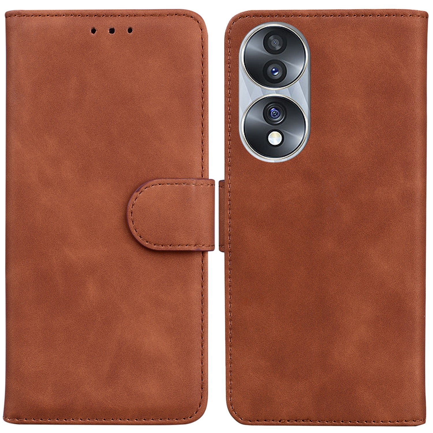 For Honor 70 5G PU Leather Flip Phone Case Solid Color Folio Book Stand Wallet Cover