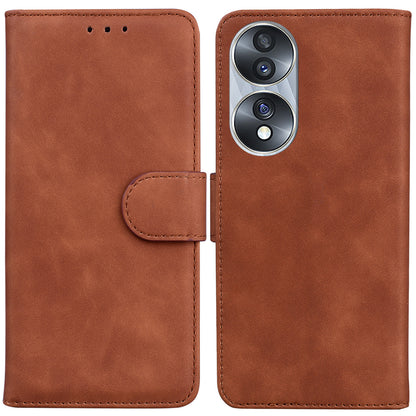 For Honor 70 5G PU Leather Flip Phone Case Solid Color Folio Book Stand Wallet Cover