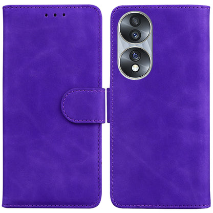 For Honor 70 5G PU Leather Flip Phone Case Solid Color Folio Book Stand Wallet Cover