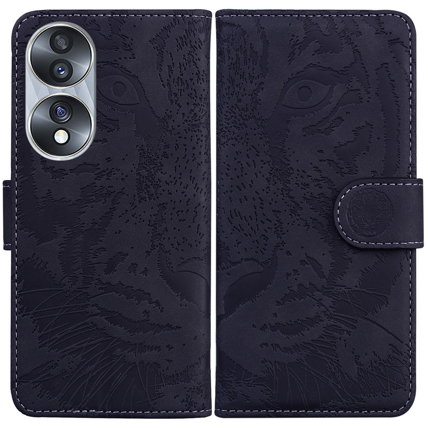 For Honor 70 5G PU Leather Flip Cover Tiger Pattern Imprinted Wallet Stand Protective Phone Case