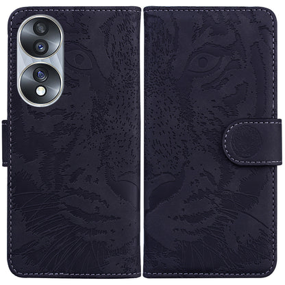 For Honor 70 5G PU Leather Flip Cover Tiger Pattern Imprinted Wallet Stand Protective Phone Case