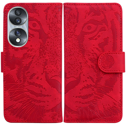 For Honor 70 5G PU Leather Flip Cover Tiger Pattern Imprinted Wallet Stand Protective Phone Case