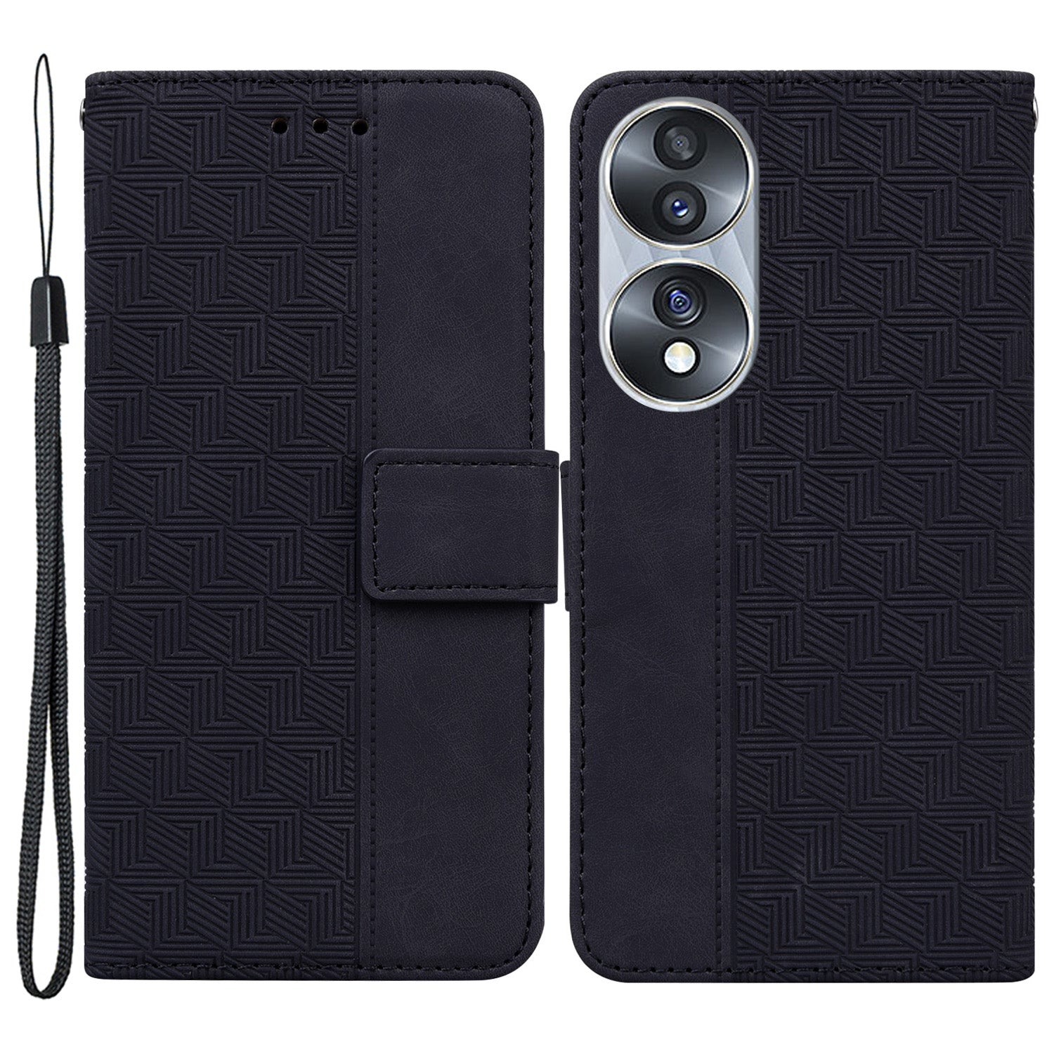 For Honor 70 5G Imprinted Phone Case PU Leather Drop-proof Flip Phone Cover with Wallet Stand