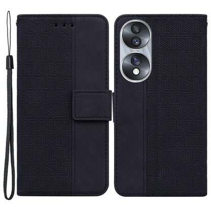 For Honor 70 5G Imprinted Phone Case PU Leather Drop-proof Flip Phone Cover with Wallet Stand