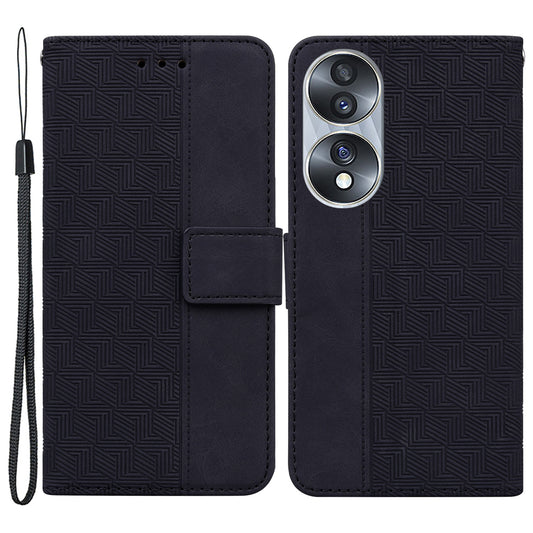 For Honor 70 5G Imprinted Phone Case PU Leather Drop-proof Flip Phone Cover with Wallet Stand