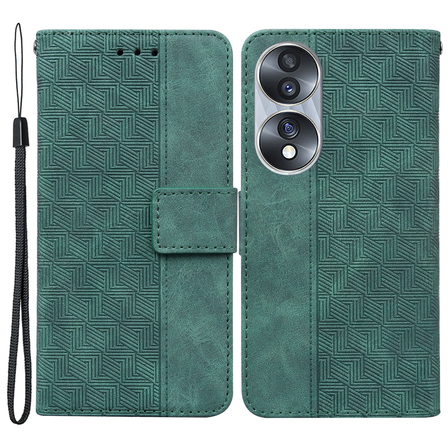 For Honor 70 5G Imprinted Phone Case PU Leather Drop-proof Flip Phone Cover with Wallet Stand