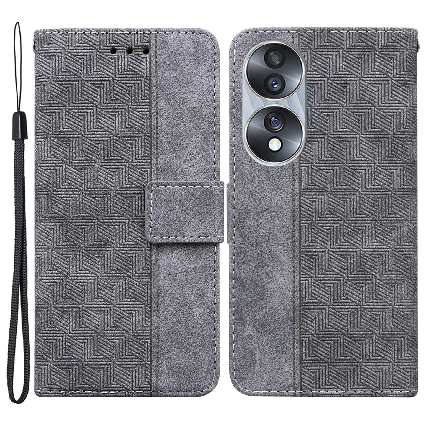 For Honor 70 5G Imprinted Phone Case PU Leather Drop-proof Flip Phone Cover with Wallet Stand