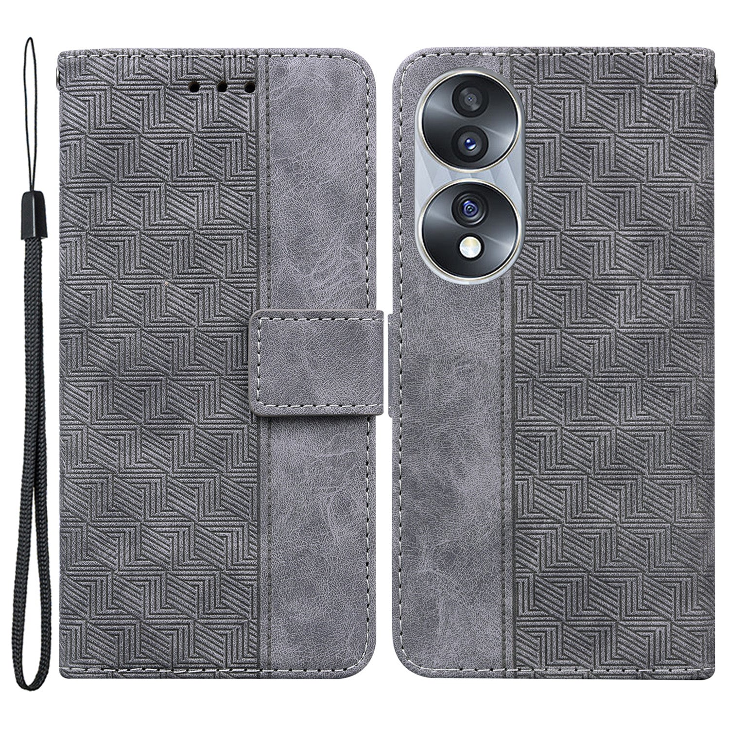For Honor 70 5G Imprinted Phone Case PU Leather Drop-proof Flip Phone Cover with Wallet Stand
