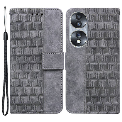 For Honor 70 5G Imprinted Phone Case PU Leather Drop-proof Flip Phone Cover with Wallet Stand