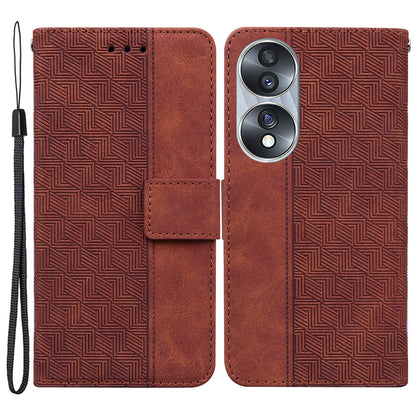 For Honor 70 5G Imprinted Phone Case PU Leather Drop-proof Flip Phone Cover with Wallet Stand
