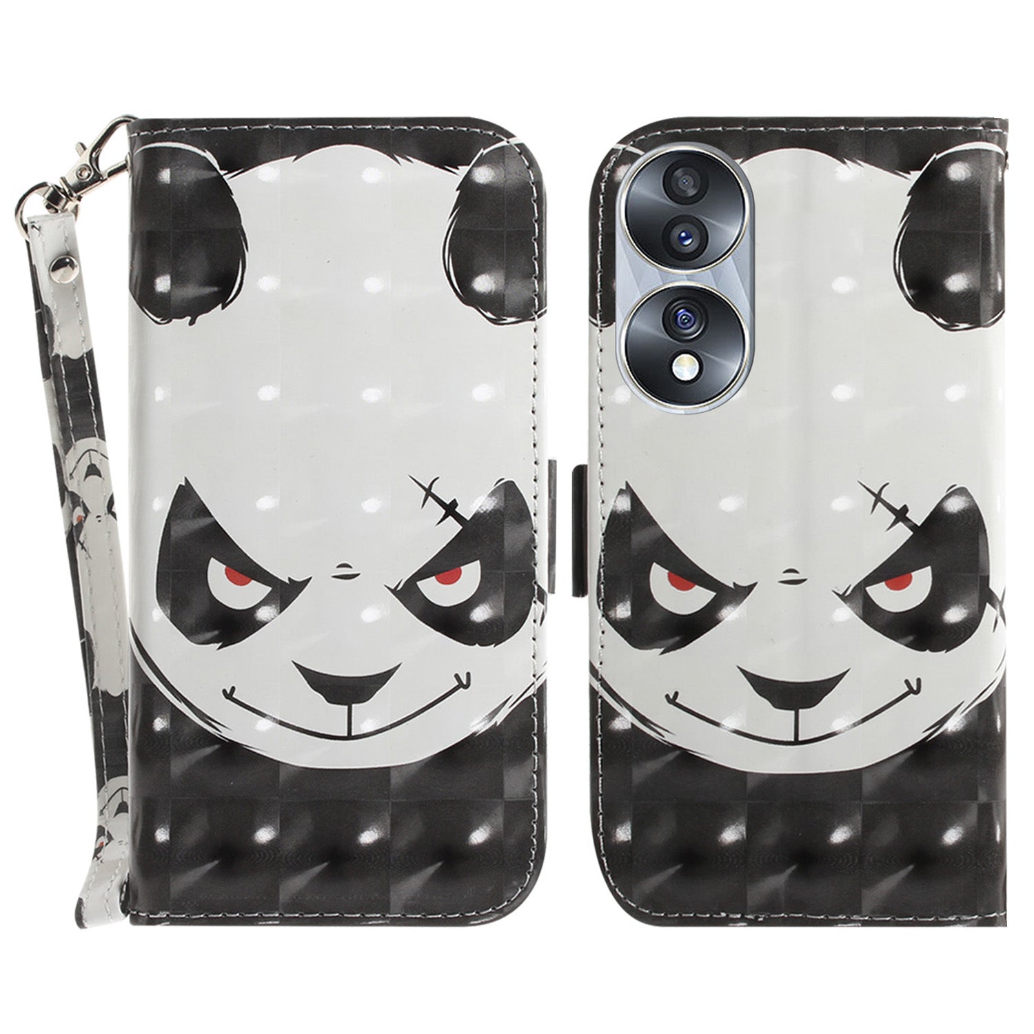 For Honor 70 5G PU Leather Phone Case Stand Wallet Anti-fall Cell Phone Cover with Strap