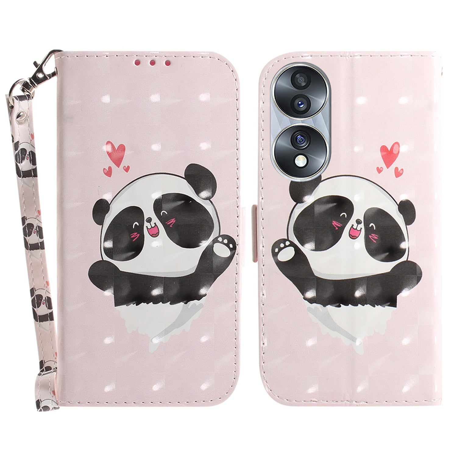 For Honor 70 5G PU Leather Phone Case Stand Wallet Anti-fall Cell Phone Cover with Strap