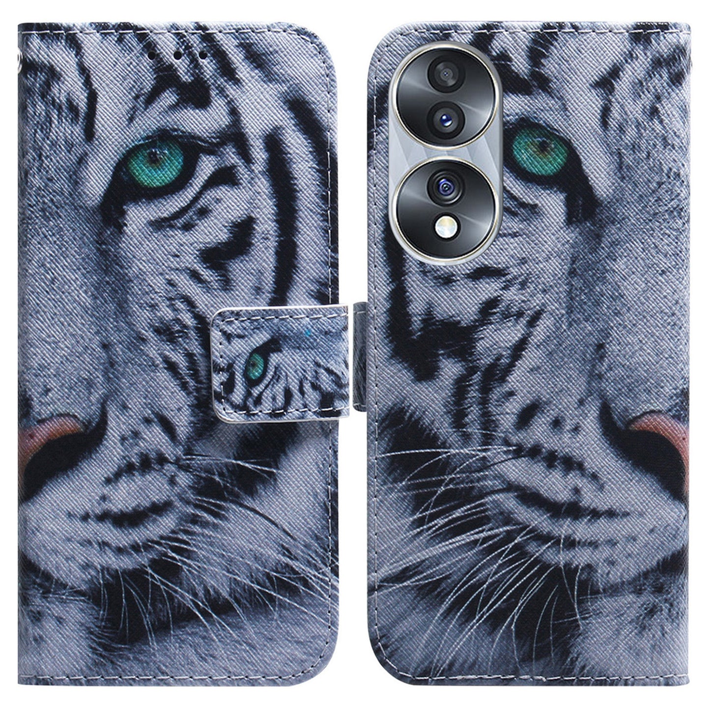 For Honor 70 5G Pattern Printing PU Leather Wallet Cover Magnetic Clasp Phone Stand Case with Strap