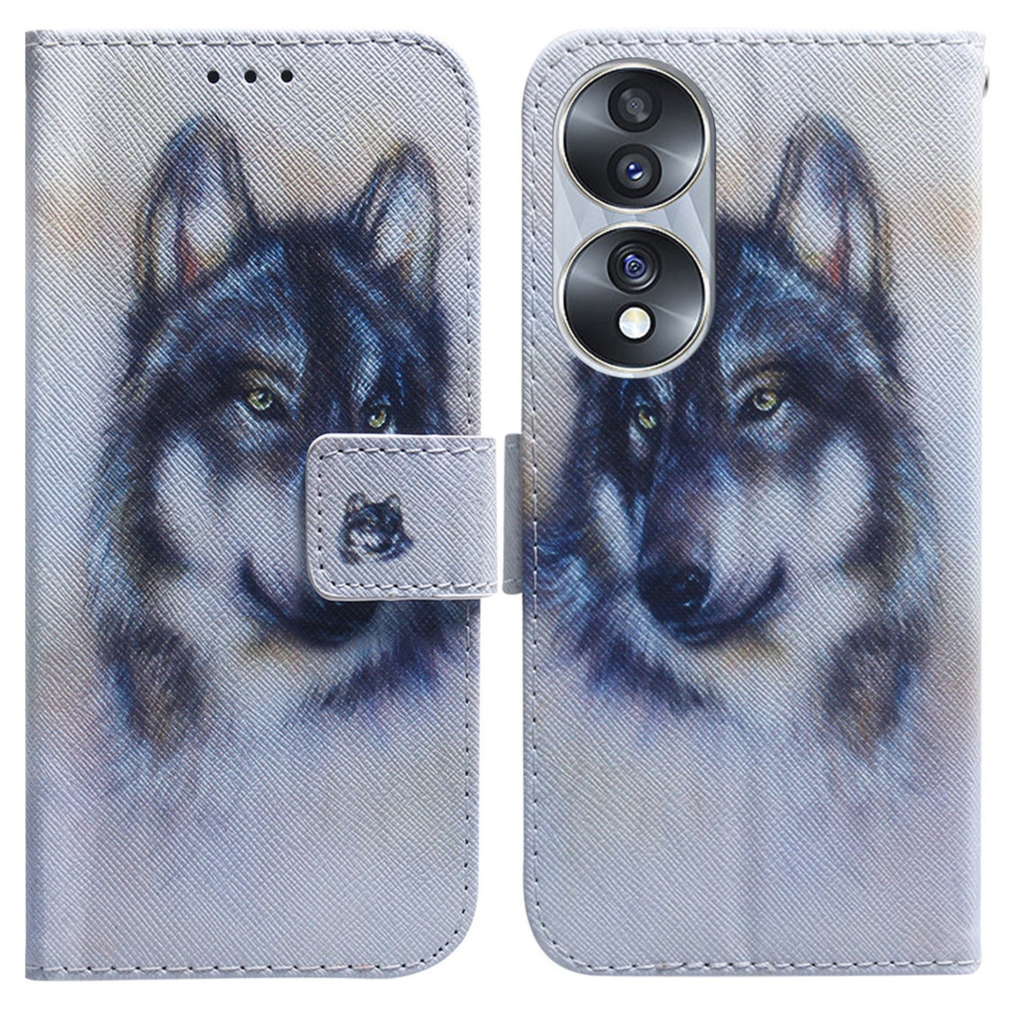 For Honor 70 5G Pattern Printing PU Leather Wallet Cover Magnetic Clasp Phone Stand Case with Strap