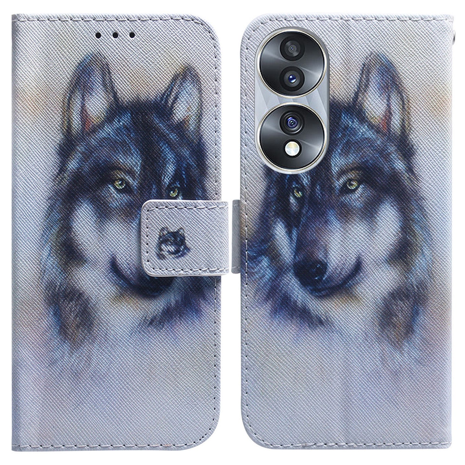 For Honor 70 5G Pattern Printing PU Leather Wallet Cover Magnetic Clasp Phone Stand Case with Strap