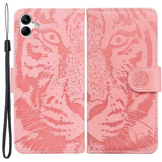 For Samsung Galaxy F04 4G / M04 4G / A04e 4G Stand Wallet Phone Cover Tiger Pattern Imprinted Leather Case