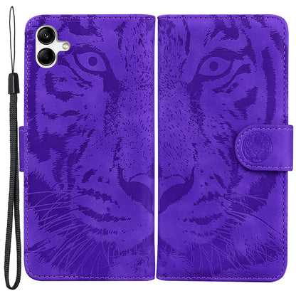 For Samsung Galaxy F04 4G / M04 4G / A04e 4G Stand Wallet Phone Cover Tiger Pattern Imprinted Leather Case