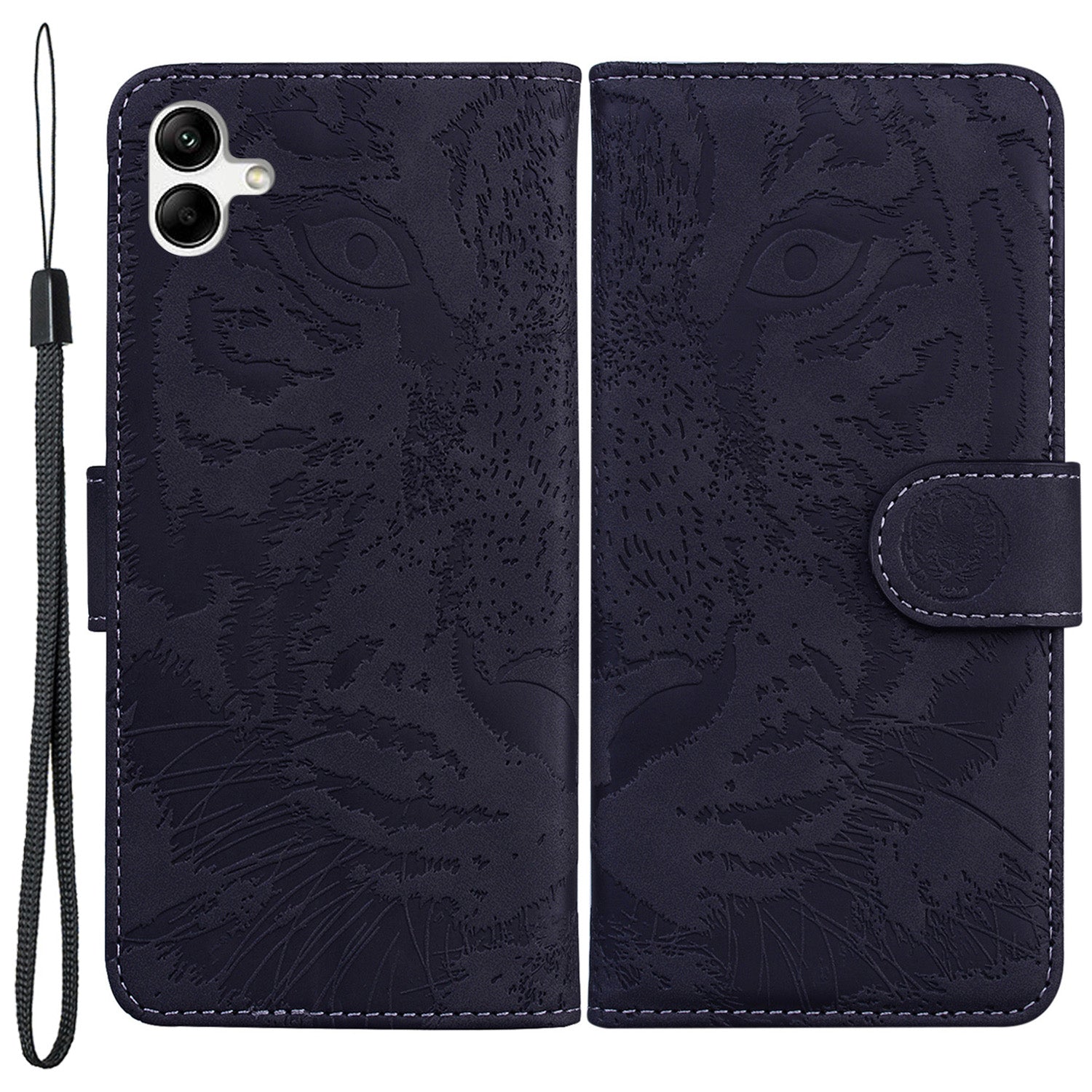 For Samsung Galaxy F04 4G / M04 4G / A04e 4G Stand Wallet Phone Cover Tiger Pattern Imprinted Leather Case