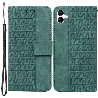 For Samsung Galaxy A04e 4G / F04 4G / M04 4G Imprinted Phone Case PU Leather Wallet Shockproof Stand Cover with Hand Strap