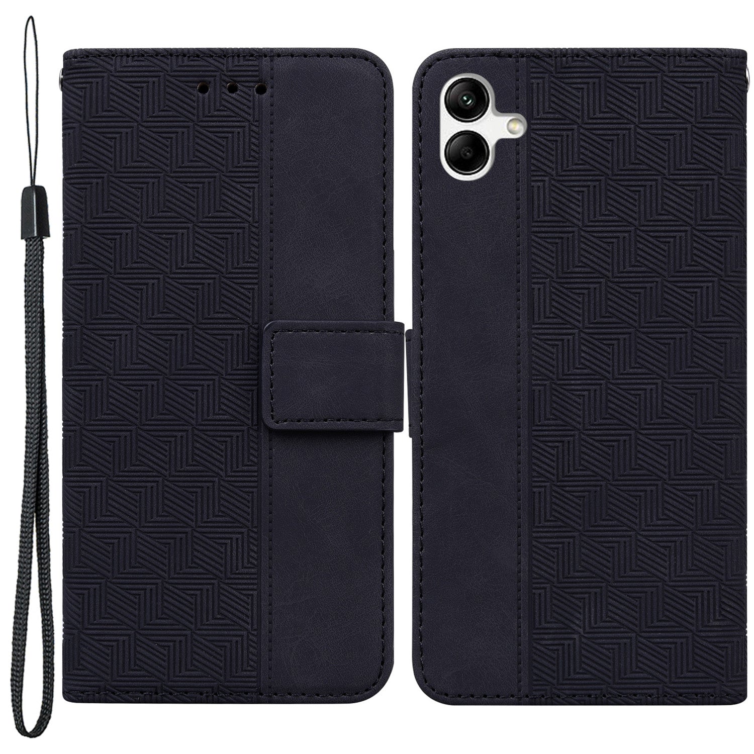 For Samsung Galaxy A04e 4G / F04 4G / M04 4G Imprinted Phone Case PU Leather Wallet Shockproof Stand Cover with Hand Strap
