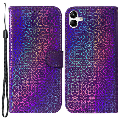 For Samsung Galaxy F04 4G / M04 4G / A04e 4G Wallet Phone Case Stand Magnetic Leather Dazzling Flower Pattern Phone Cover
