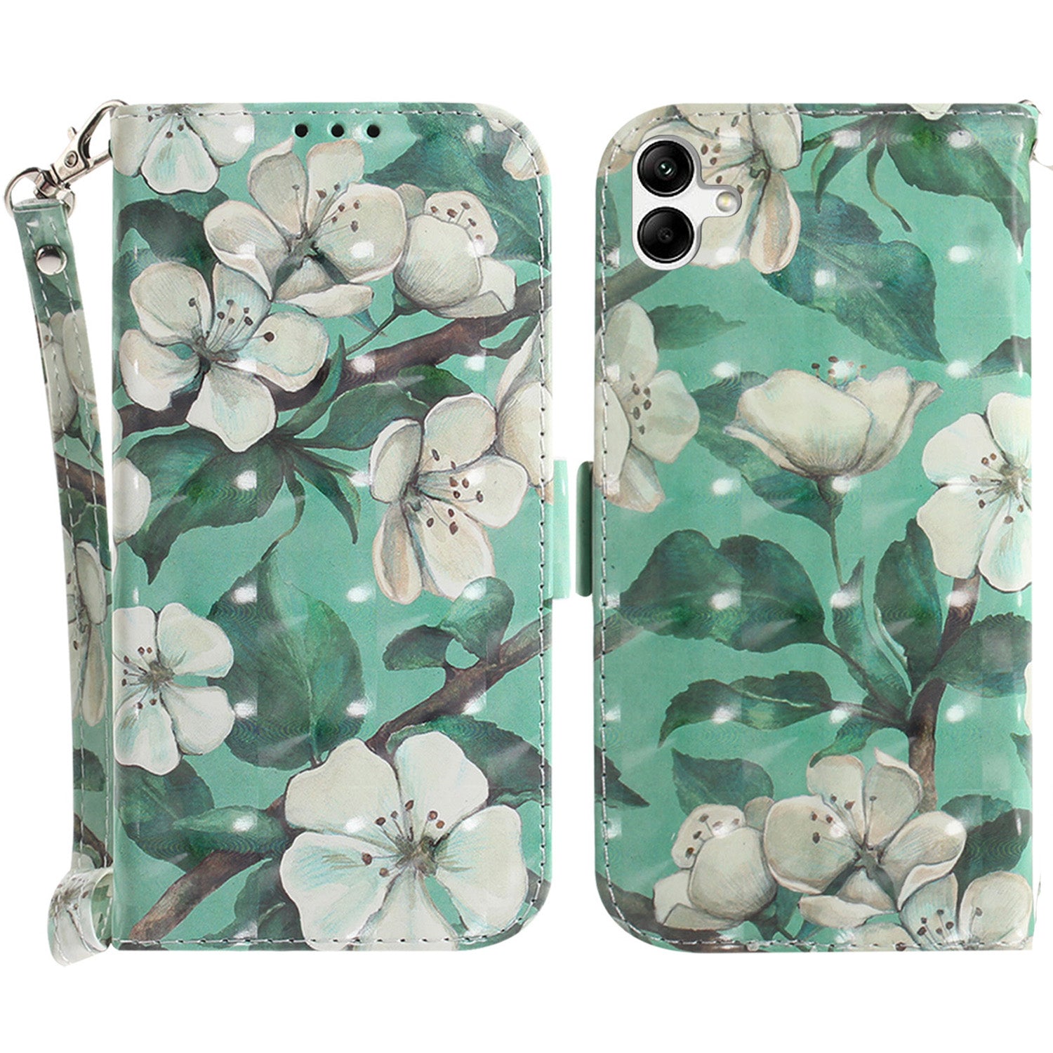 For Samsung Galaxy A04e 4G / F04 4G / M04 4G PU Leather Case Anti-Scratch Wallet Phone Cover with Strap