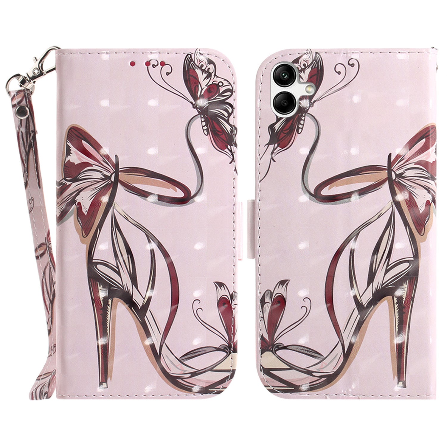 For Samsung Galaxy A04e 4G / F04 4G / M04 4G PU Leather Case Anti-Scratch Wallet Phone Cover with Strap