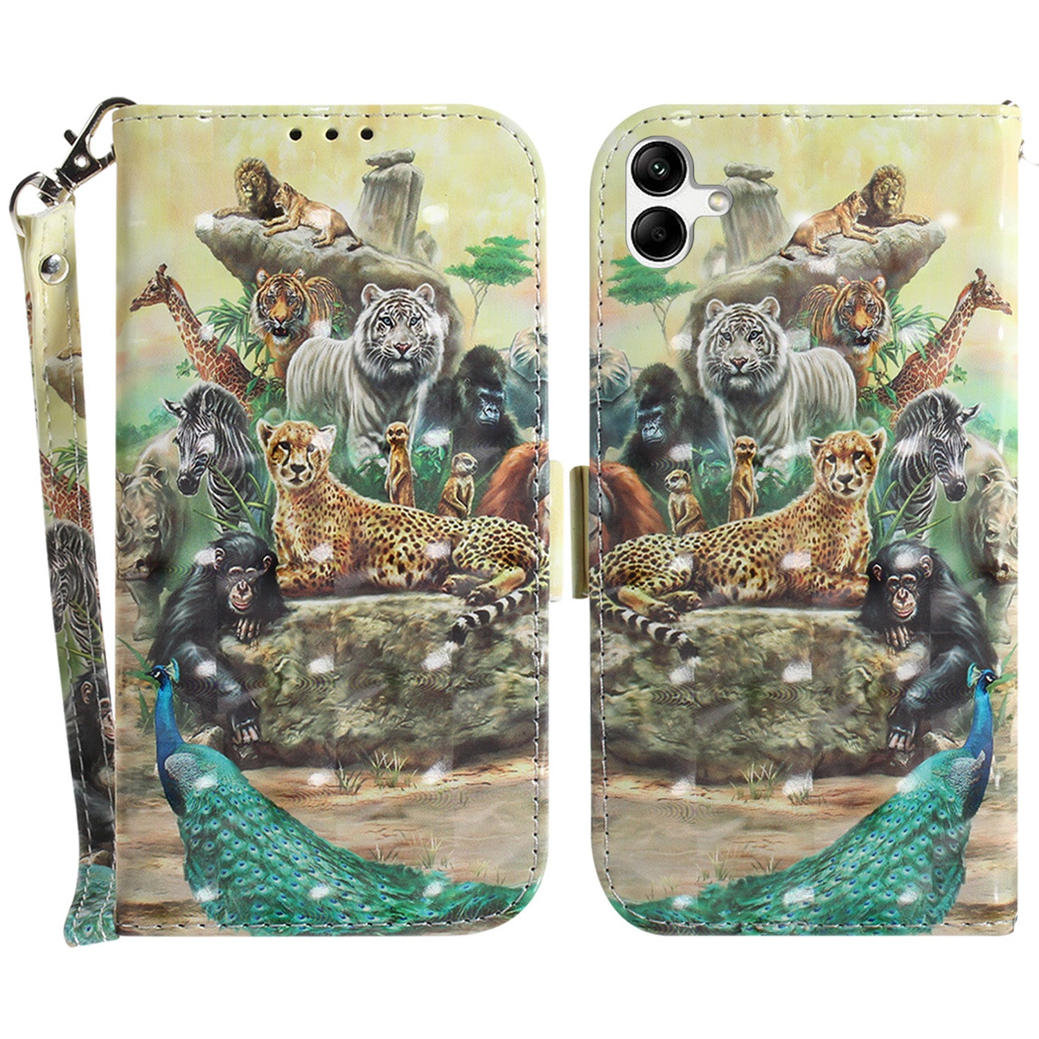 For Samsung Galaxy A04e 4G / F04 4G / M04 4G PU Leather Case Anti-Scratch Wallet Phone Cover with Strap