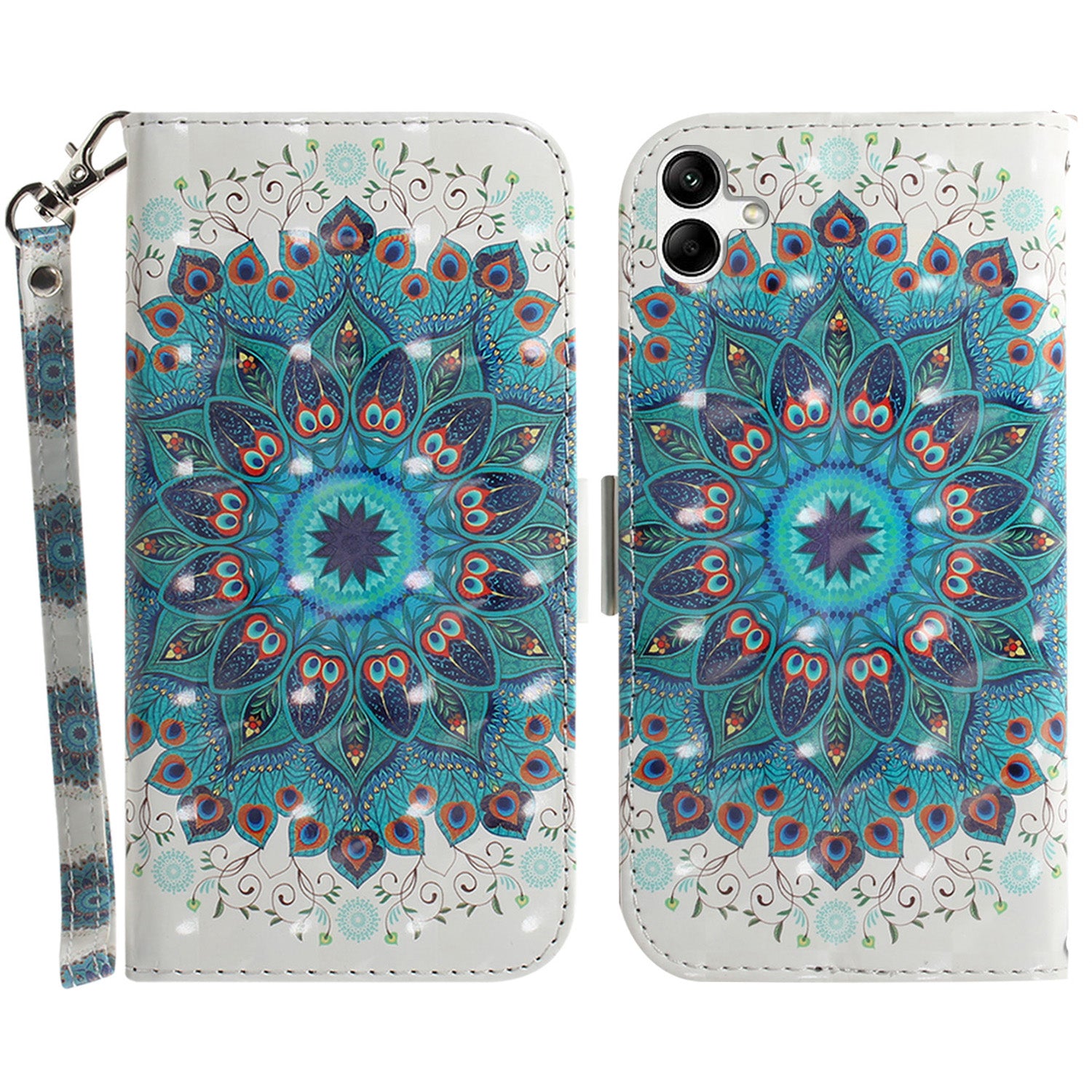 For Samsung Galaxy A04e 4G / F04 4G / M04 4G PU Leather Case Anti-Scratch Wallet Phone Cover with Strap